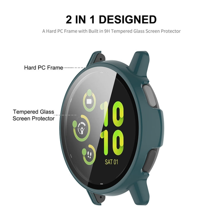 For Garmin Active 5 ENKAY Hat-Prince Full Coverage PC + Tempered Glass Film Integrated Watch Case(Dark Green) - Watch Cases by ENKAY | Online Shopping South Africa | PMC Jewellery