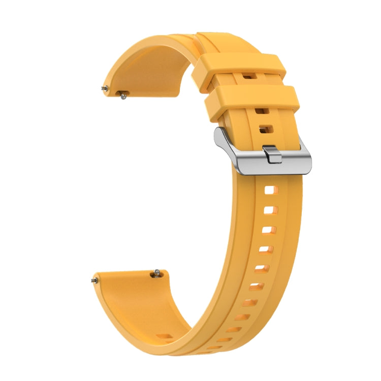 For Huawei Watch GT4 46mm Tire Pattern Silver Buckle Silicone Watch Band(Yellow) - Watch Bands by PMC TechLife | Online Shopping South Africa | PMC TechLife