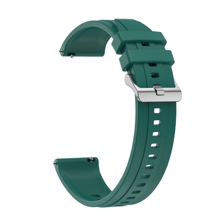 For Huawei Watch 4 Pro Tire Pattern Silver Buckle Silicone Watch Band(Dark Green) - Watch Bands by PMC TechLife | Online Shopping South Africa | PMC TechLife