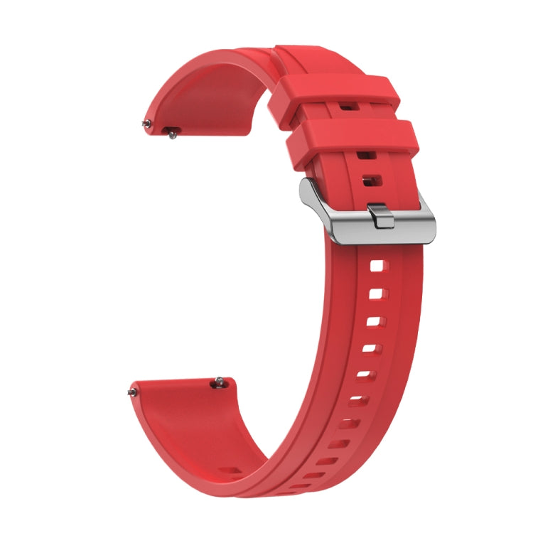 For Huawei Watch 3 / 3 Pro Tire Pattern Silver Buckle Silicone Watch Band(Red) - Watch Bands by PMC TechLife | Online Shopping South Africa | PMC TechLife