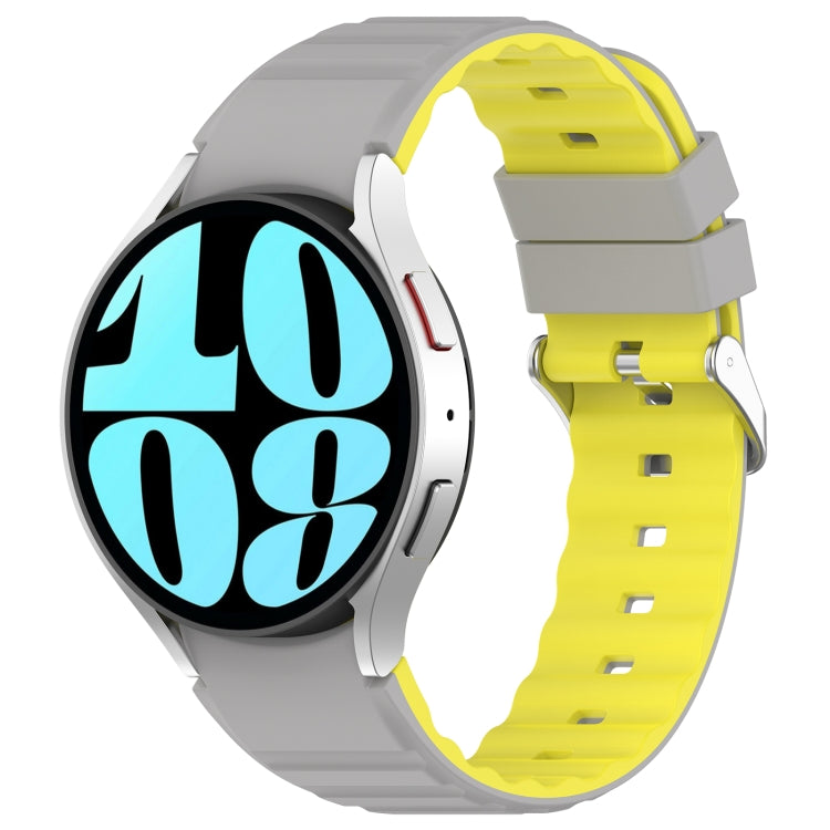 For Samsung Galaxy Watch 6 Classic Two Color Horizontal Silicone Watch Band(Grey Yellow) - free shipping - PMC TechLife - Order now!