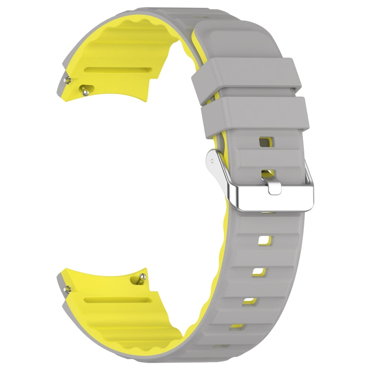 For Samsung Galaxy Watch 6 Classic Two Color Horizontal Silicone Watch Band(Grey Yellow) - free shipping - PMC TechLife - Order now!