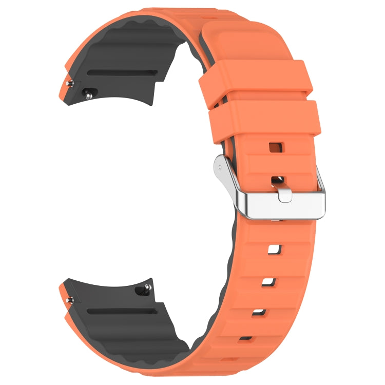 For Samsung Galaxy Watch 6 Classic Two Color Horizontal Silicone Watch Band(Orange Grey) - Watch Bands by PMC TechLife | Online Shopping South Africa | PMC TechLife