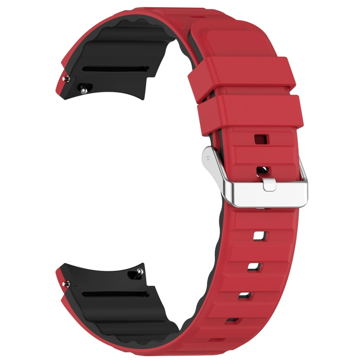 For Samsung Galaxy Watch 6 Two Color Horizontal Silicone Watch Band(Red Black) - Watch Bands by PMC TechLife | Online Shopping South Africa | PMC TechLife