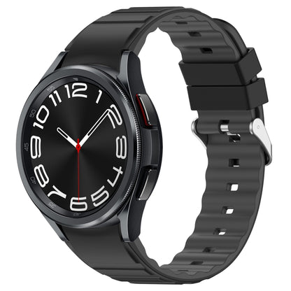 For Samsung Galaxy Watch 6 Two Color Horizontal Silicone Watch Band(Black Grey) - Watch Bands by PMC Jewellery | Online Shopping South Africa | PMC Jewellery