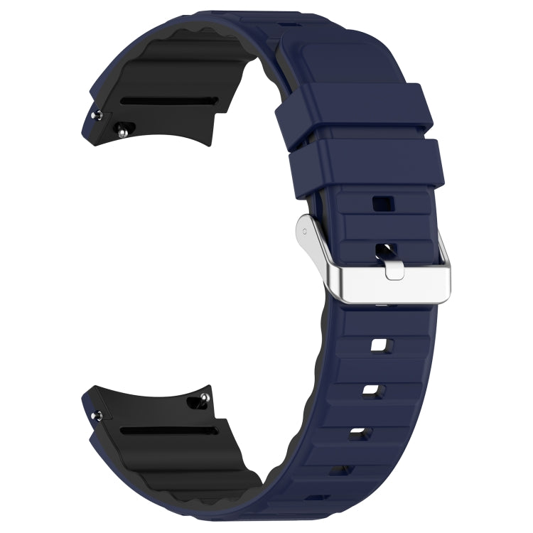 For Samsung Galaxy Watch 6 Two Color Horizontal Silicone Watch Band(Blue Black) - Watch Bands by PMC TechLife | Online Shopping South Africa | PMC TechLife