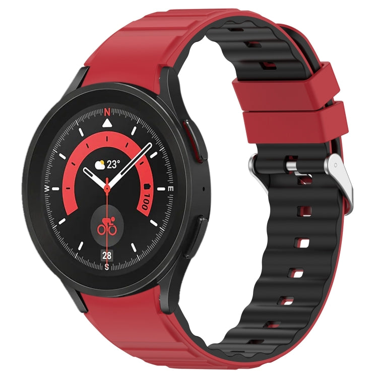 For Samsung Galaxy Watch 5 Two Color Horizontal Silicone Watch Band(Red Black) - Watch Bands by PMC TechLife | Online Shopping South Africa | PMC TechLife
