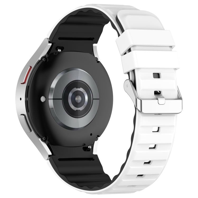 For Samsung Galaxy Watch 5 Two Color Horizontal Silicone Watch Band(White Black) - Watch Bands by PMC TechLife | Online Shopping South Africa | PMC TechLife