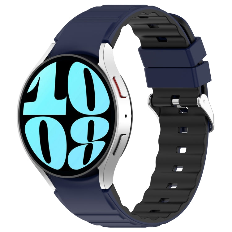 For Samsung Galaxy Watch 5 Two Color Horizontal Silicone Watch Band(Blue Black) - Watch Bands by PMC TechLife | Online Shopping South Africa | PMC TechLife