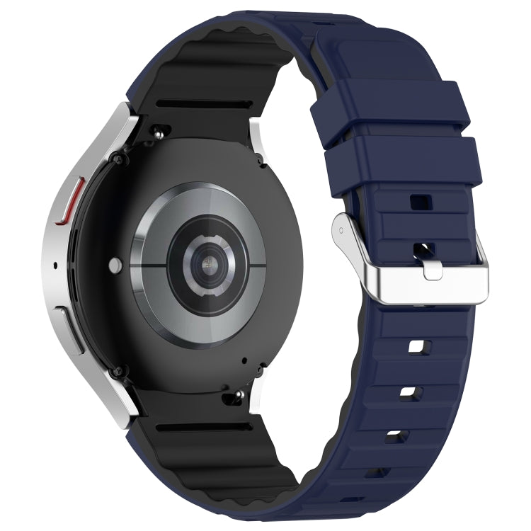 For Samsung Galaxy Watch 3 41mm Two Color Horizontal Silicone Watch Band(Blue Black) - Watch Bands by PMC TechLife | Online Shopping South Africa | PMC TechLife
