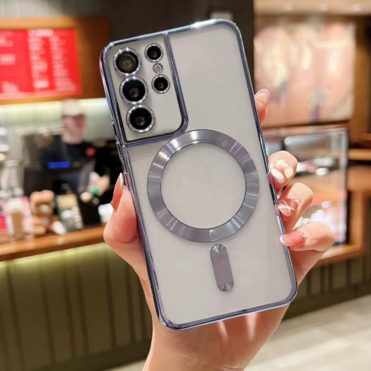 For Samsung Galaxy S22 Ultra 5G MagSafe Electroplating TPU Phone Case(Sierra Blue) - Galaxy Phone Cases by PMC TechLife | Online Shopping South Africa | PMC TechLife
