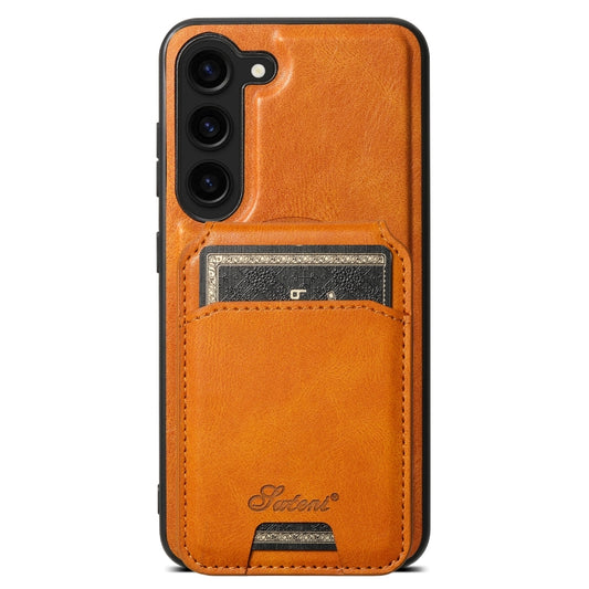 For Samsung Galaxy S24 5G Suteni H15 MagSafe Oil Eax Leather Detachable Wallet Back Phone Case(Khaki) - Galaxy S24 5G Cases by Suteni | Online Shopping South Africa | PMC Jewellery