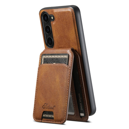 For Samsung Galaxy S24 5G Suteni H15 MagSafe Oil Eax Leather Detachable Wallet Back Phone Case(Khaki) - Galaxy S24 5G Cases by Suteni | Online Shopping South Africa | PMC Jewellery