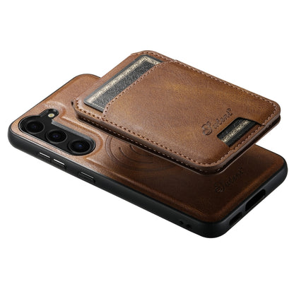 For Samsung Galaxy S24 5G Suteni H15 MagSafe Oil Eax Leather Detachable Wallet Back Phone Case(Khaki) - Galaxy S24 5G Cases by Suteni | Online Shopping South Africa | PMC Jewellery