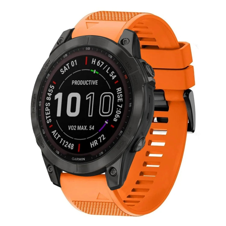 Compatible with Garmin Fenix 7 Sapphire Solar 22mm Quick Release Silicone Watch Band(Orange) - Watch Bands by PMC TechLife | Online Shopping South Africa | PMC TechLife | Buy Now Pay Later Mobicred