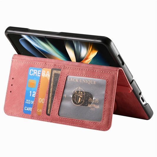 For Samsung Galaxy Z Fold4 Retro MagSafe Magnetic Zipper Wallet Leather Phone Case(Pink) - Galaxy Z Fold4 5G Cases by PMC Jewellery | Online Shopping South Africa | PMC Jewellery