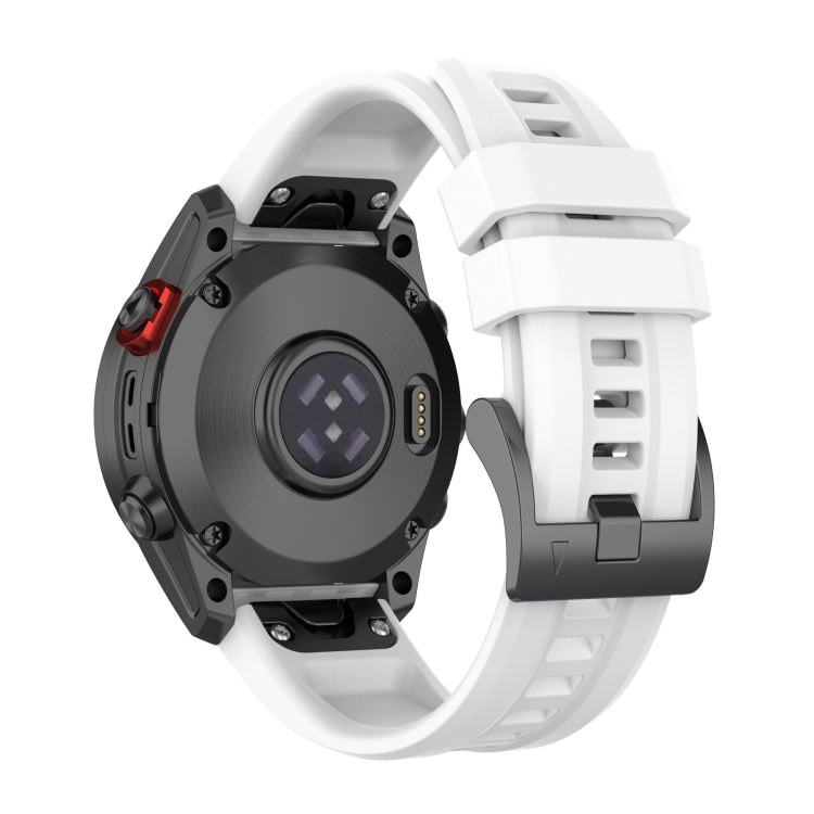 Compatible with Garmin Fenix 5 / Fenix 5 Plus Solid Color Black Buckle Silicone Quick Release Watch Band(White) - Watch Bands by PMC TechLife | Online Shopping South Africa | PMC TechLife | Buy Now Pay Later Mobicred