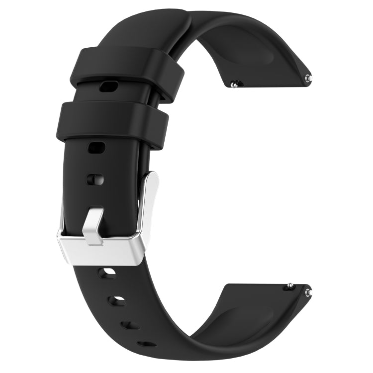 Compatible with Garmin Compatible witherunner Sq2 20mm Smooth Solid Color Silicone Watch Band(Black) - Watch Bands by PMC TechLife | Online Shopping South Africa | PMC TechLife | Buy Now Pay Later Mobicred