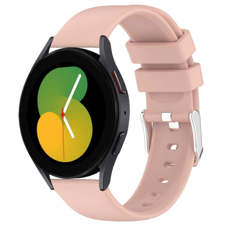 For Samsung Galaxy Watch 5  44mm 20mm Smooth Solid Color Silicone Watch Band(Pink) - Watch Bands by PMC TechLife | Online Shopping South Africa | PMC TechLife | Buy Now Pay Later Mobicred
