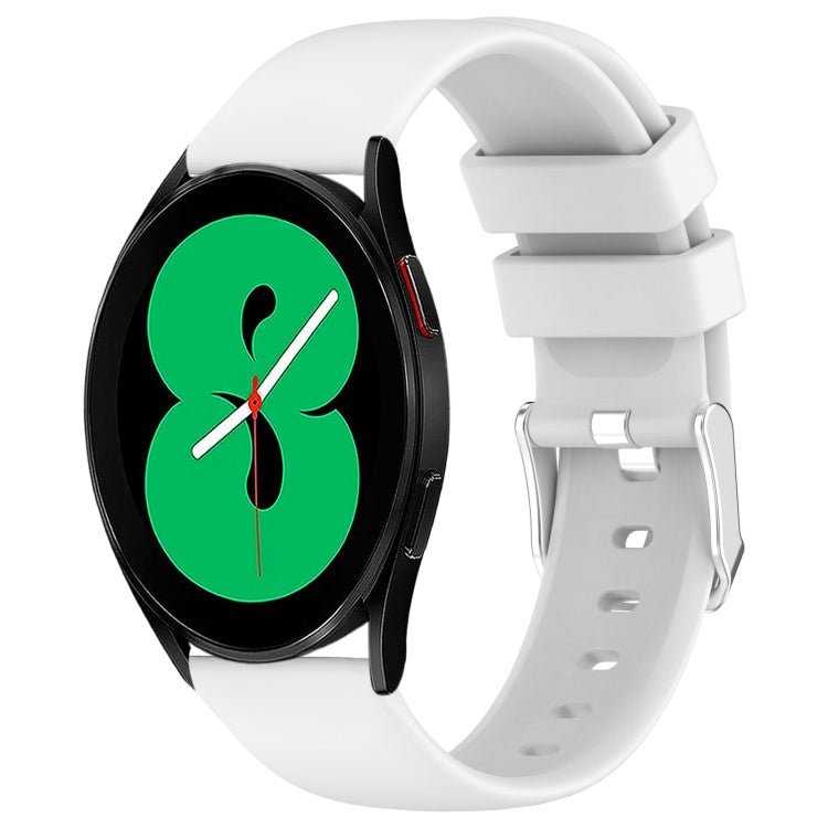 For Samsung Galaxy Watch 4 44mm 20mm Smooth Solid Color Silicone Watch Band(White) - Watch Bands by PMC TechLife | Online Shopping South Africa | PMC TechLife | Buy Now Pay Later Mobicred
