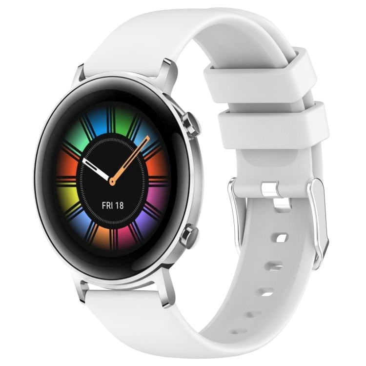 For Huawei Watch GT2 42mm 20mm Smooth Solid Color Silicone Watch Band(White) - free shipping - PMC TechLife - Order now!