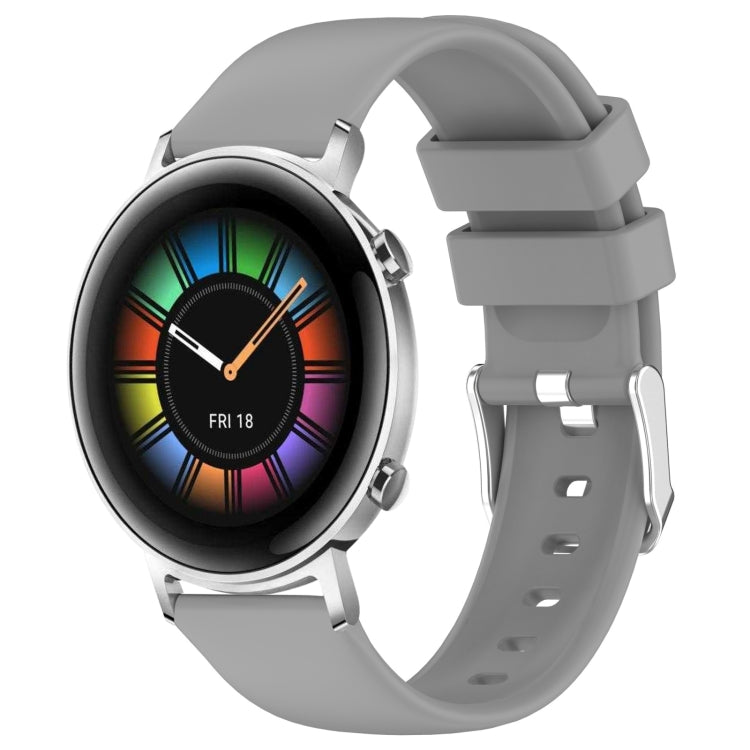 For Huawei Watch GT2 42mm 20mm Smooth Solid Color Silicone Watch Band(Grey) - Watch Bands by PMC TechLife | Online Shopping South Africa | PMC TechLife | Buy Now Pay Later Mobicred