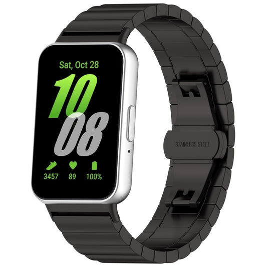 For Samsung Galaxy Fit 3 SM-R390 One Bead Stainless Steel Metal Watch Band(Black) - Watch Bands by PMC Jewellery | Online Shopping South Africa | PMC Jewellery | Buy Now Pay Later Mobicred