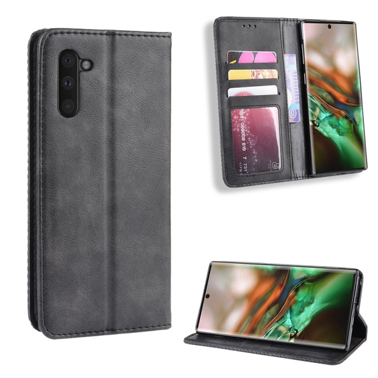 Magnetic Buckle Retro Crazy Horse Texture Horizontal Flip Leather Case for Galaxy Note 10 , with Holder & Card Slots & Photo Frame(Black) - Galaxy Phone Cases by PMC Jewellery | Online Shopping South Africa | PMC Jewellery