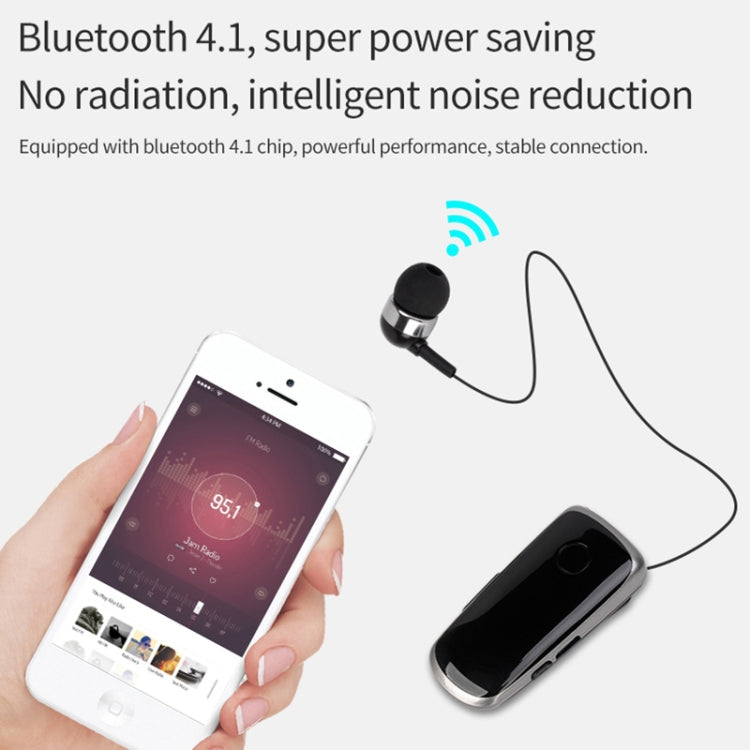 K39 Wireless Bluetooth Headset CSR DSP chip In-Ear Vibrating Alert Wear Clip Hands Free Earphone (Blue) - Bluetooth Earphone by PMC Jewellery | Online Shopping South Africa | PMC Jewellery