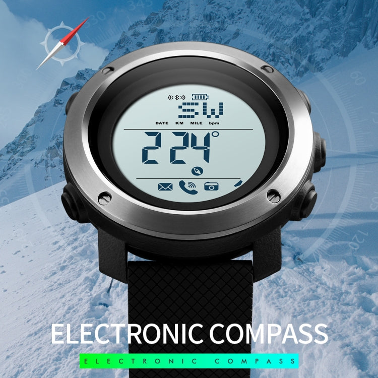 SKMEI 1511 Simple Bluetooth Men Smart Waterproof Compass Adult Smart Watch(Steel Shell Army Green) - Sport Watches by SKMEI | Online Shopping South Africa | PMC Jewellery | Buy Now Pay Later Mobicred