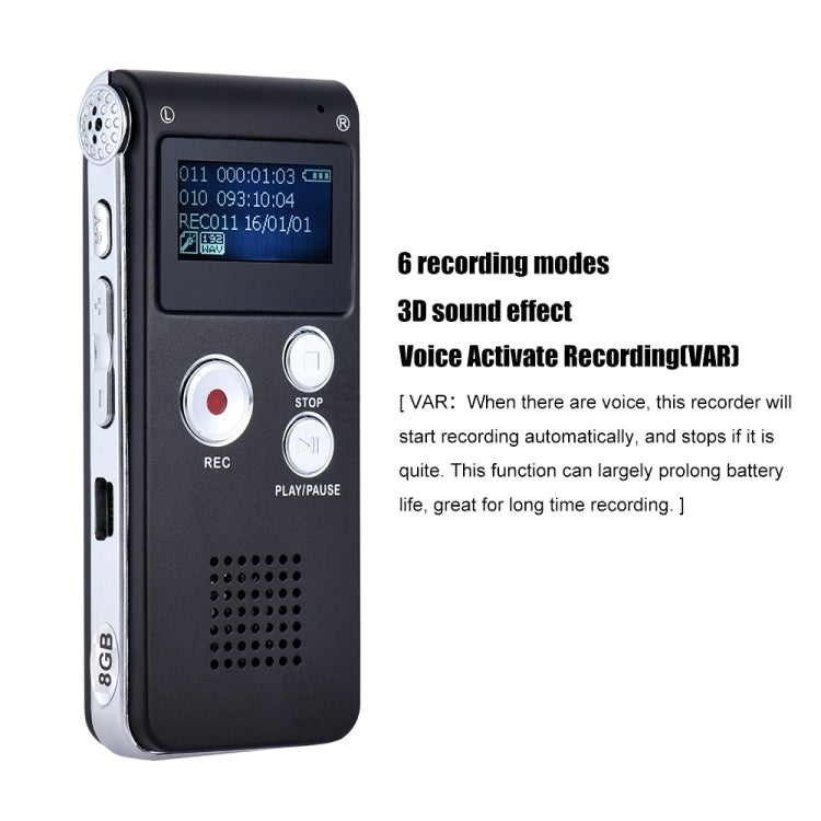 SK-012 8GB Voice Recorder USB Professional Dictaphone  Digital Audio With WAV MP3 Player VAR   Function Record(Grey) -  by PMC TechLife | Online Shopping South Africa | PMC TechLife