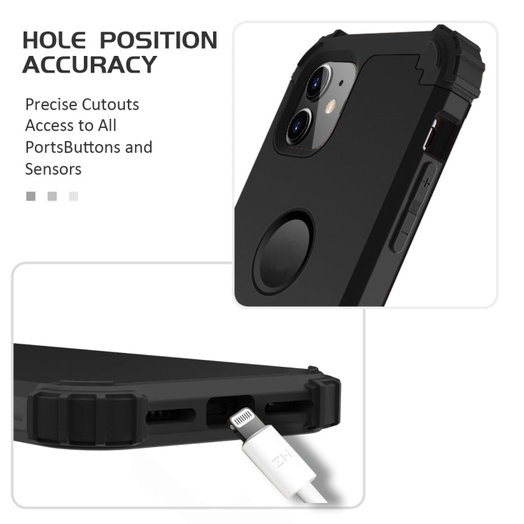 For iPhone 11 PC+ Silicone Three-piece Anti-drop Mobile Phone Protective Back Cover(Black) - iPhone 11 Cases by PMC Jewellery | Online Shopping South Africa | PMC Jewellery