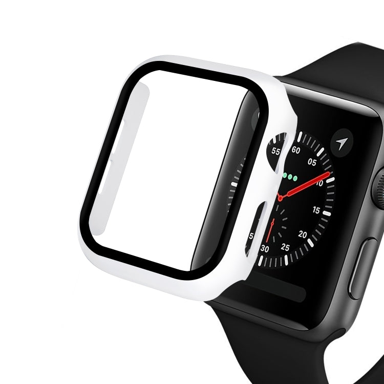 ENKAY Hat-prince Full Coverage PC Case + Tempered Glass Protector for Apple Watch Series 5 / 4 40mm(White) - Watch Cases by ENKAY | Online Shopping South Africa | PMC TechLife | Buy Now Pay Later Mobicred