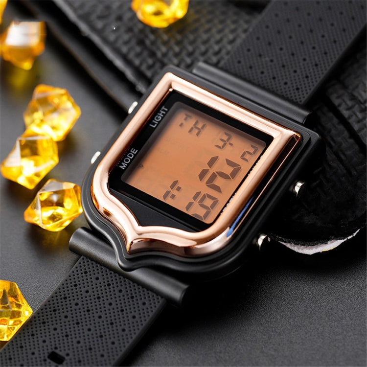 SANDA 388 Fashionable Square Outdoor Sports Leisure Watch Men's And Women's Multi-Functional Waterproof Luminous Electronic Watch(Rose Gold) - Silicone Strap Watches by SANDA | Online Shopping South Africa | PMC Jewellery | Buy Now Pay Later Mobicred