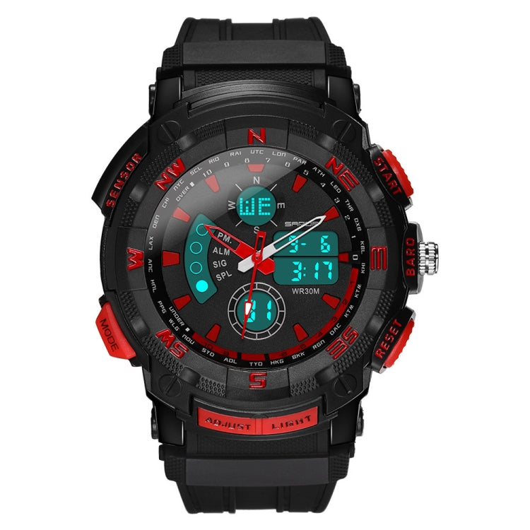 SANDA 775 Watch Male Electronic Watch Adult Middle School Students Youth Multi Functional Sports Water Proof Trend Double Watch(Red) - Sport Watches by SANDA | Online Shopping South Africa | PMC Jewellery | Buy Now Pay Later Mobicred