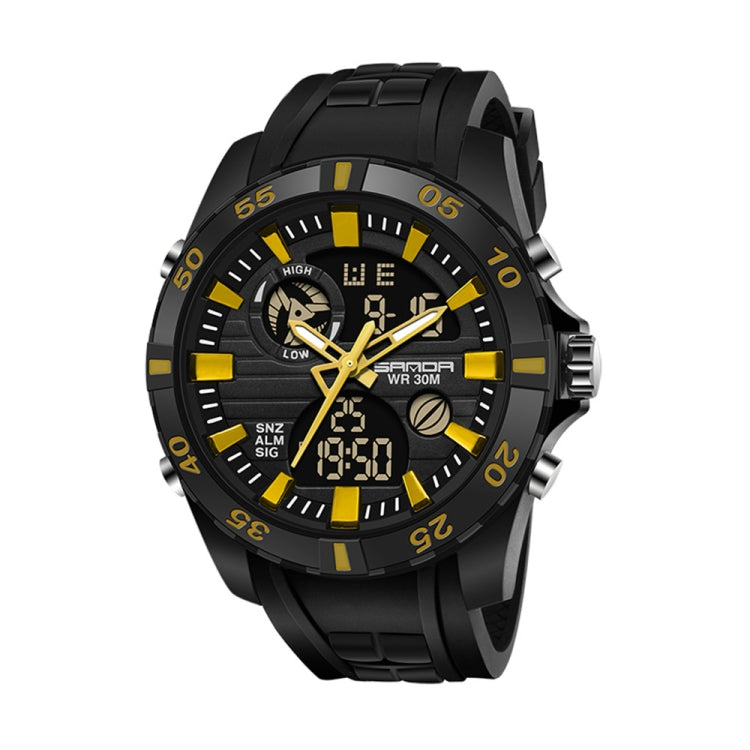 SANDA 791 Watch Genuine Fashion Sports Multifunction Electronic Watch Popular Men luminous Wrist Watch(Yellow) - Sport Watches by SANDA | Online Shopping South Africa | PMC Jewellery | Buy Now Pay Later Mobicred