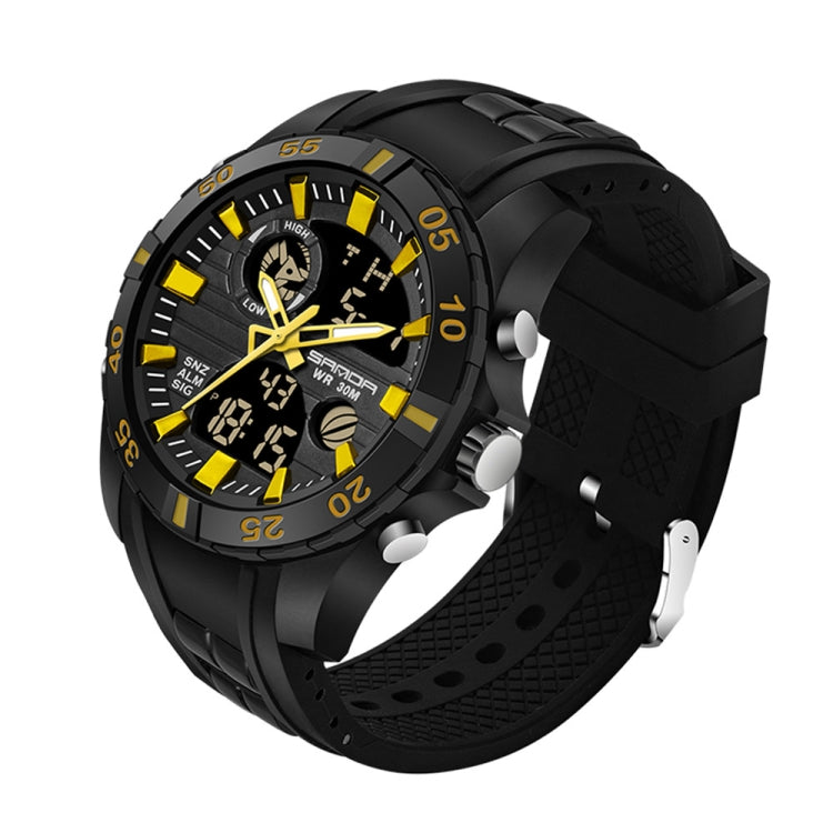 SANDA 791 Watch Genuine Fashion Sports Multifunction Electronic Watch Popular Men luminous Wrist Watch(Yellow) - Sport Watches by SANDA | Online Shopping South Africa | PMC Jewellery | Buy Now Pay Later Mobicred