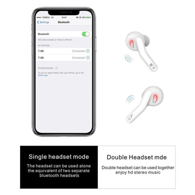 T88 Mini Touch Control Hifi Wireless Bluetooth Earphones TWS Wireless Earbuds with Charger Box(Black) - TWS Earphone by PMC TechLife | Online Shopping South Africa | PMC TechLife