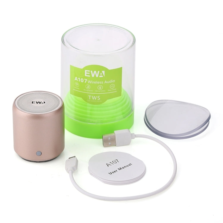 EWA A107 TWS Portable Super Mini Subwoofer Waterproof Bluetooth Speaker(Rose Gold) - free shipping - PMC TechLife - Order now!