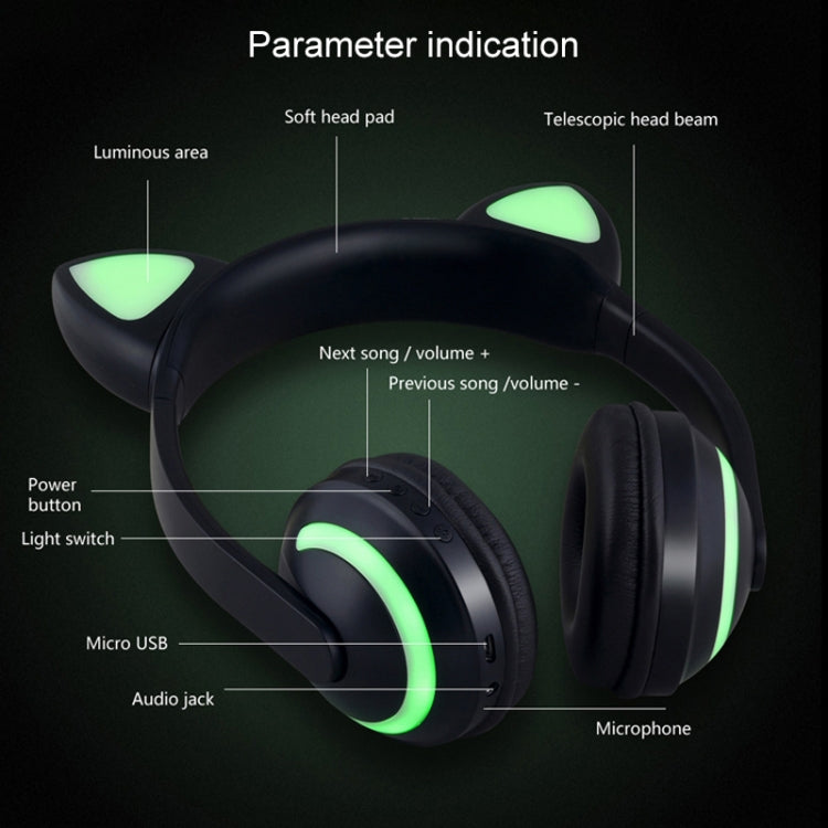 ZW19 LED 7 Colors light Bluetooth Stereo Wireless Headphones Cat Ear Flashing Glowing  Gaming Headset Earphone(Rabbit Girl) - Headset & Headphone by PMC Jewellery | Online Shopping South Africa | PMC Jewellery