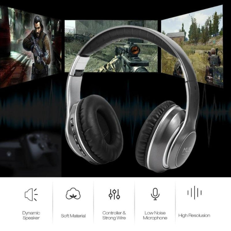 VJ033 Multi-function Upgrade Bluetooth 5.0 Headset Stereo Wireless LED Microphone FM Radio Headset(Black) - Headset & Headphone by PMC TechLife | Online Shopping South Africa | PMC TechLife