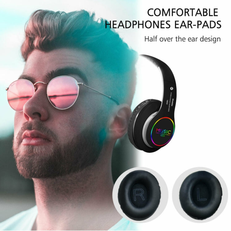 VJ033 Multi-function Upgrade Bluetooth 5.0 Headset Stereo Wireless LED Microphone FM Radio Headset(Red) - Headset & Headphone by PMC TechLife | Online Shopping South Africa | PMC TechLife