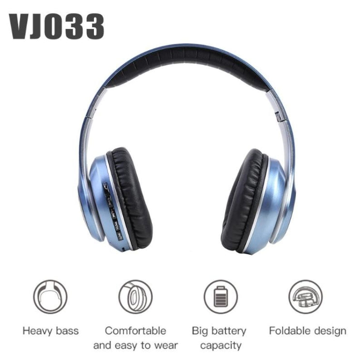 VJ033 Multi-function Upgrade Bluetooth 5.0 Headset Stereo Wireless LED Microphone FM Radio Headset(Red) - Headset & Headphone by PMC TechLife | Online Shopping South Africa | PMC TechLife
