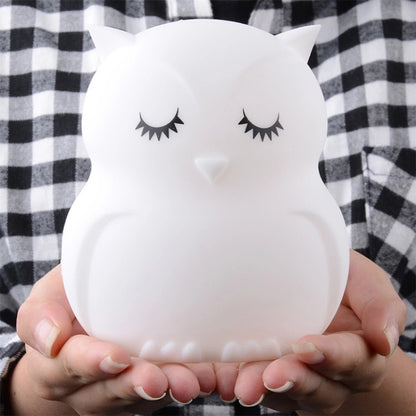 Cute owl cartoon colorful LED Lamp creative silicone night light childrens toy lamp bedroom decoration USB charging light - Night Lights by PMC Jewellery | Online Shopping South Africa | PMC Jewellery