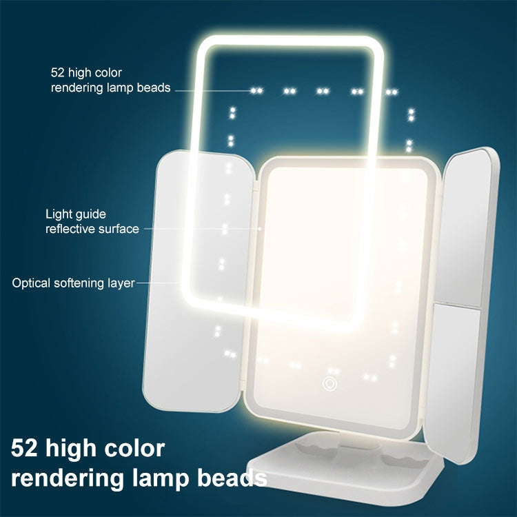 Simple & Stylish LED Three-Fold Square Makeup Mirror, Specification:Plug-in Monochrome Lamp(White) - Mirror by PMC Jewellery | Online Shopping South Africa | PMC Jewellery