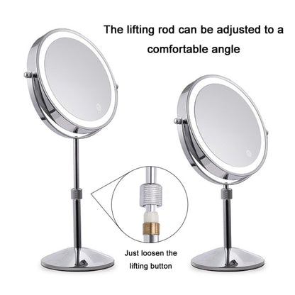 Desktop Double-SidedRound LED Luminous Makeup Mirror Liftable Magnifying Mirror, Specification:Plane + 7 Times Magnification(7-inch Battery Model) - Mirror by PMC Jewellery | Online Shopping South Africa | PMC Jewellery