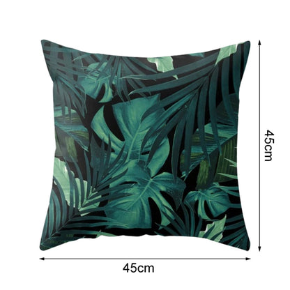 Tropical Plants Pillow Case Polyester Decorative Pillowcases Green Leaves Throw Pillow Cover Square 45CM x45CM(37) - Cushions & Pillows by PMC Jewellery | Online Shopping South Africa | PMC Jewellery