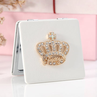 Rhinestone Crown Small Mirror Folding Portable Cosmetic Mirror Flip Double Mirror - Mirror by PMC Jewellery | Online Shopping South Africa | PMC Jewellery