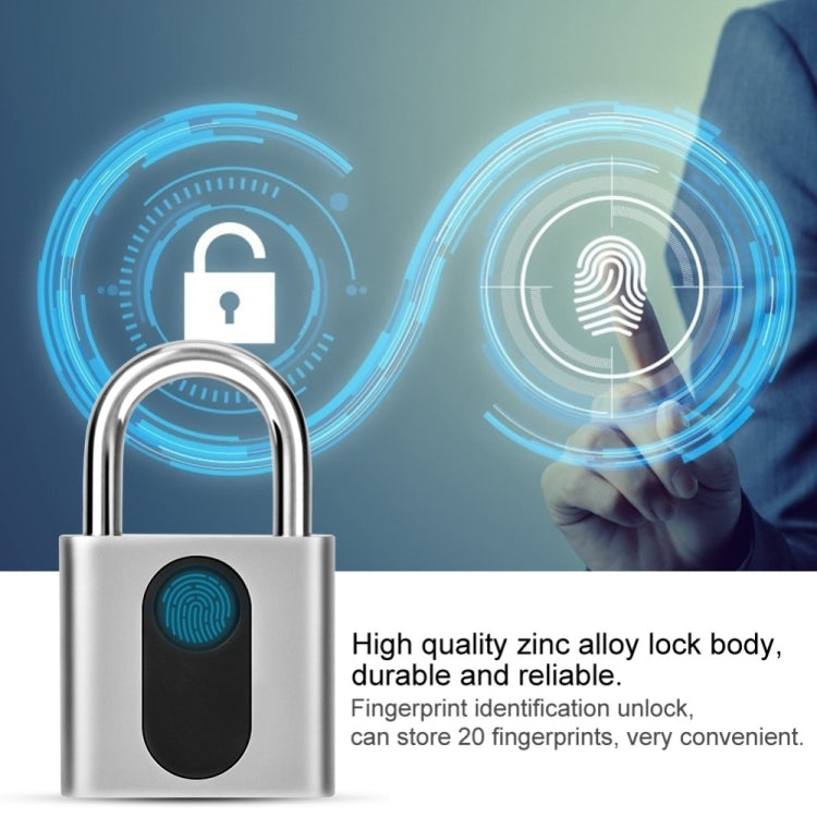 USB Rechargeable Door Lock Fingerprint Padlock Quick Unlock Security Keyless Smart Metal Lock - Padlocks by PMC TechLife | Online Shopping South Africa | PMC TechLife | Buy Now Pay Later Mobicred