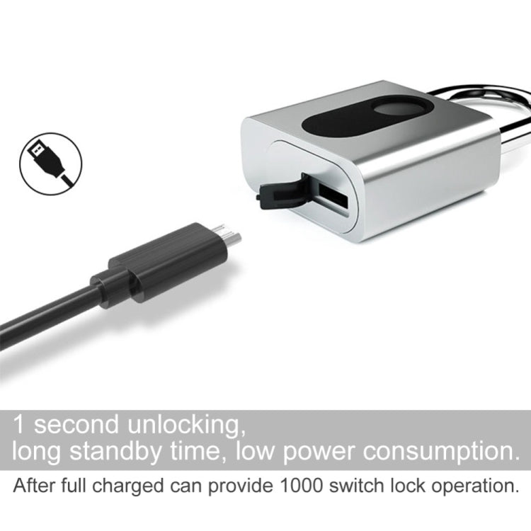 USB Rechargeable Door Lock Fingerprint Padlock Quick Unlock Security Keyless Smart Metal Lock - Padlocks by PMC TechLife | Online Shopping South Africa | PMC TechLife | Buy Now Pay Later Mobicred